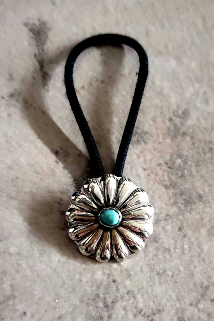 Hair Tie Concho with Turquoise.