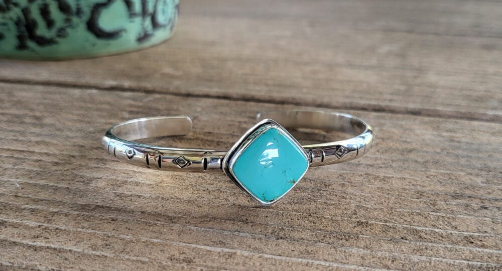 #8 Turquoise Bracelet with Stamping - Image 2