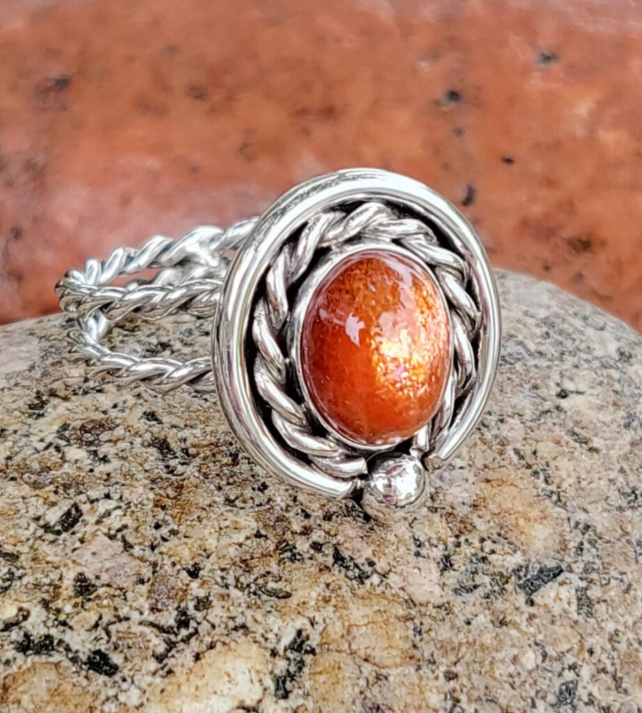 Sunstone Ring with Twists