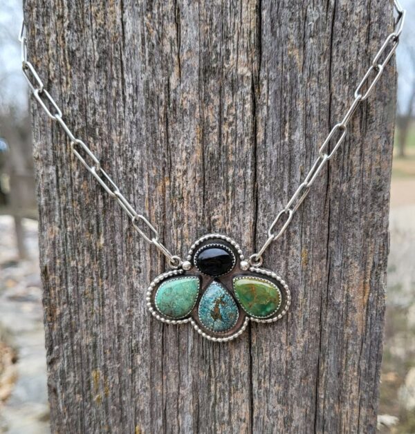 Black Onyx and Hubei Turquoise Necklace